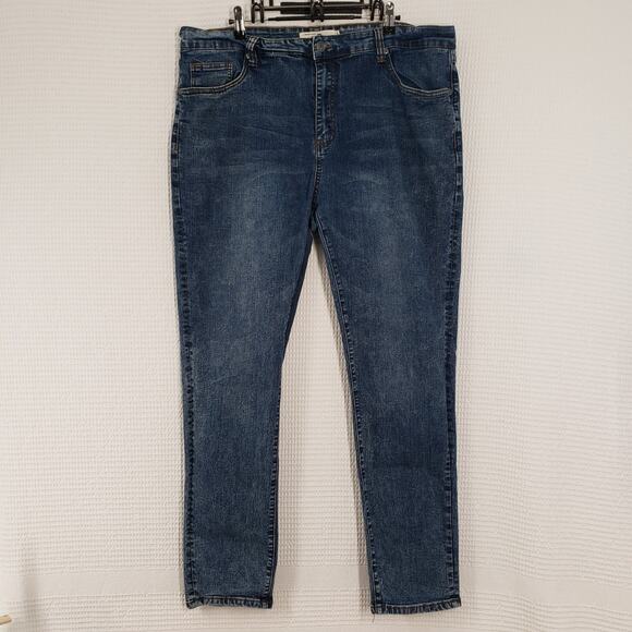 Refinery Republic Skinny Leg Jeans Mens 40x30 Blue Denim Stone Wash Casual Dark - Picture 1 of 16
